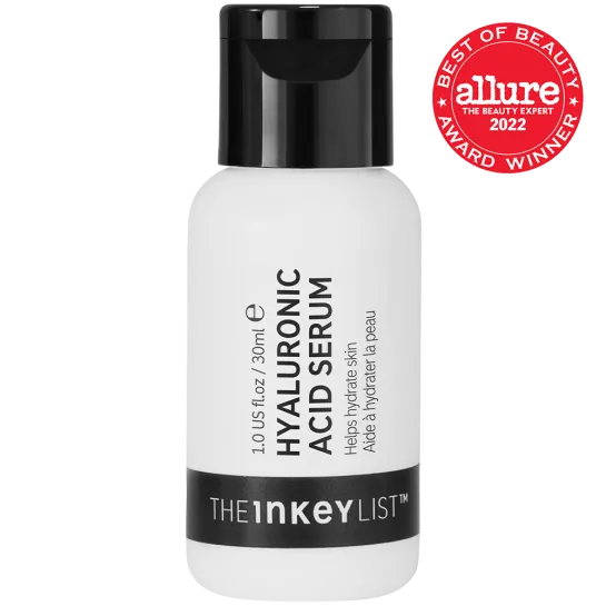 Hyaluronic Acid Serum 30ml pack shot with award badge
