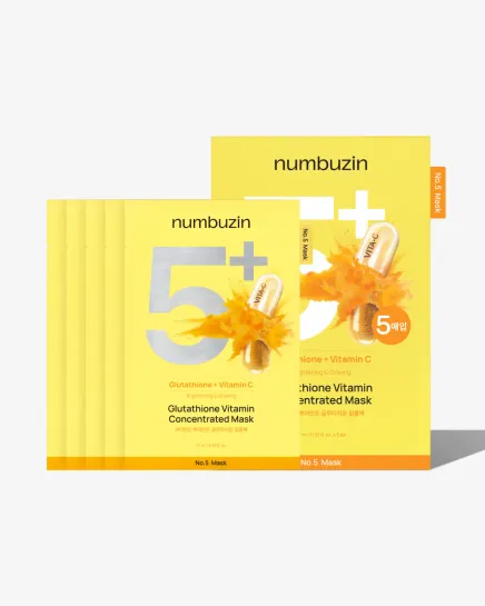 No.5+ Glutathione Vitamin Concentrated Sheet Mask (5 Sheets)
