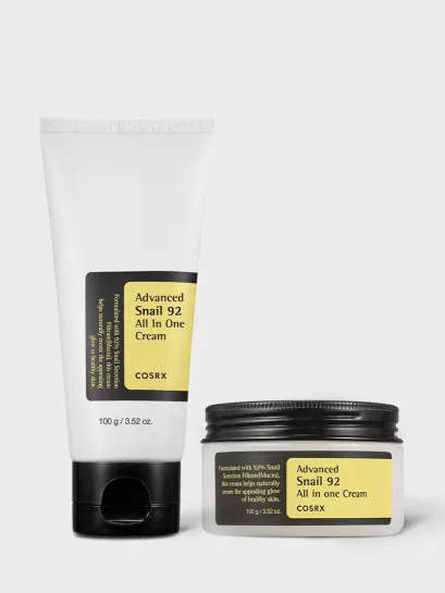 COSRX Advanced Snail 92 All In One Cream 200g full-size tube; high-performance Korean moisturizer with 92% snail mucin to deeply hydrate, soothe sensitive skin, and support anti-aging elasticity for smooth, radiant results.