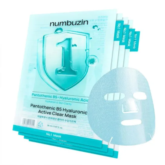 پک ماسک ورقه ای پانتوتنیک و هیالورونیک اسید شماره نامبوزین آبرسان و تسکین دهنده پوست . Sheet Mask Pantothenic Hyaluronic Active Clear Mask