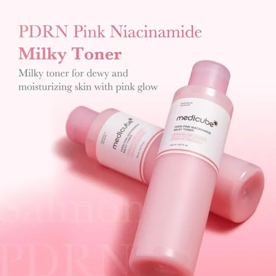 تونر میلکی و نیاسینامید مدی کیوب جوانساز و روشن کننده پوست Medicube Pink Niacinamide Milky Toner