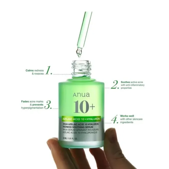 سرم آزلائیک اسید % و هیالورون آنوا تسکین دهنده و آبرسان Anua Azelaic Acid Hyaluron Redness Soothing Serum