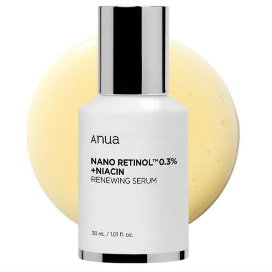سرم ضد چروک و روشن کننده نانو رتینول . درصد و نیاسین آنوا Anua Nano Retinol . % +