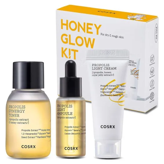 کیت مینی مرحله ای پروپولیس کوزارکس آبرسان، ترمیم کننده و ضد جوش Cosrx Honey Glow Trial Kit step