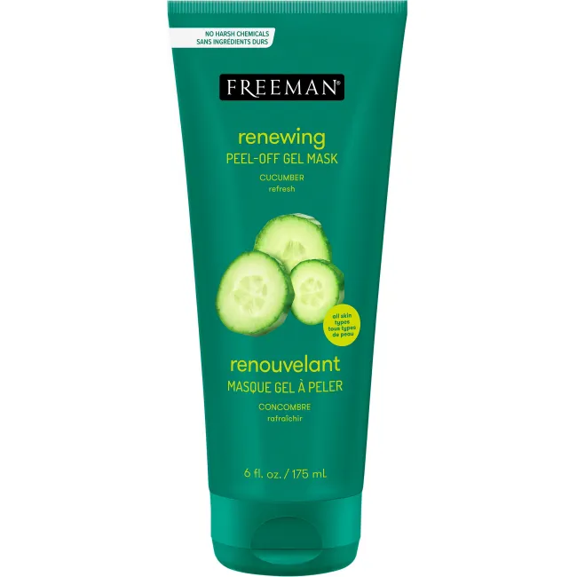 Freeman renewing cucumber peel-off gel mask in green squeeze tube with cucumber graphics