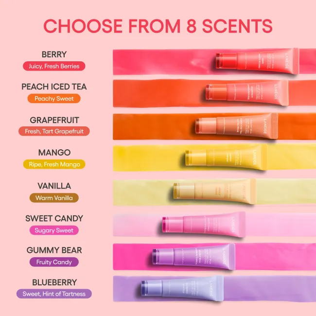 8 scents of lip glowy balm
