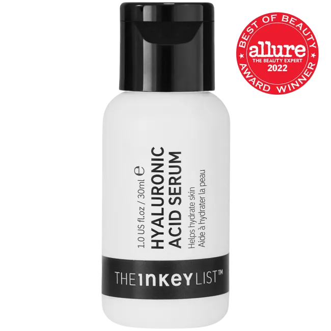 Hyaluronic Acid Serum 30ml pack shot with award badge
