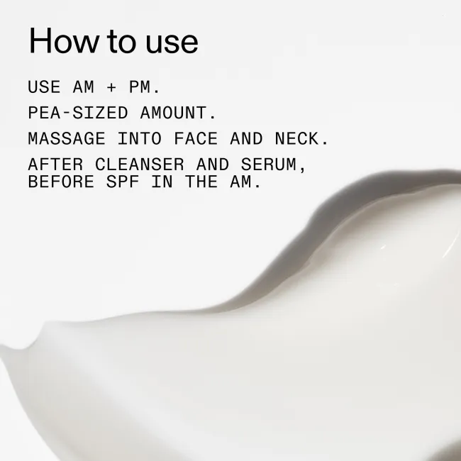 Instructions on how to use a Vitamin B, C and E Moisturizer with a white bowl in the foreground