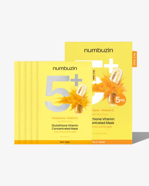 No.5+ Glutathione Vitamin Concentrated Sheet Mask (5 Sheets)
