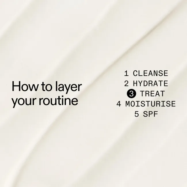 Text on a beige background explaining how to layer Brighten-i Eye Cream in a skincare routine.
