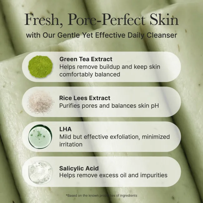 Arencia Green Tea + LHA Deep Pore Rice Cake Cleanser, 5.07 fl oz