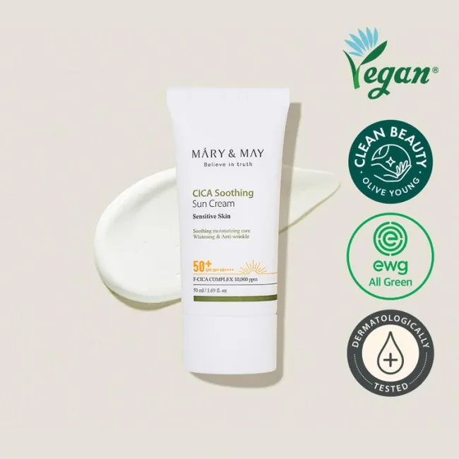 Mary&May Vegan CICA Soothing Sun Cream SPF50+ PA++++