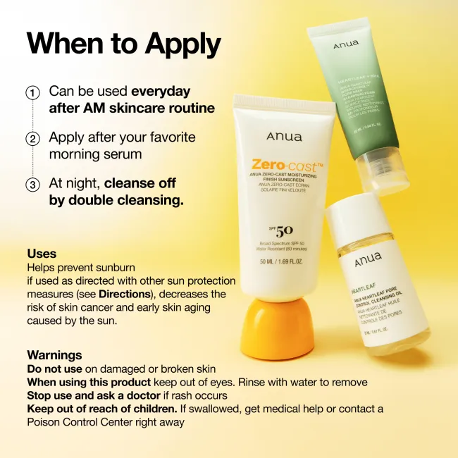 Anua US Sunscreen 50 ml Zero-cast Moisturizing Finish Sunscreen