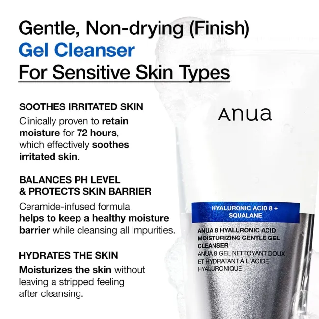 Anua US Cleanser 150ml 8 Hyaluronic Acid Moisturizing Gentle Gel Cleanser