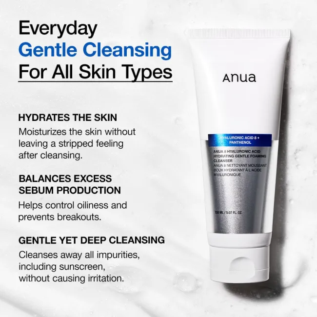 Anua US Cleanser 150ml 8 Hyaluronic Acid Hydrating Gentle Foaming Cleanser