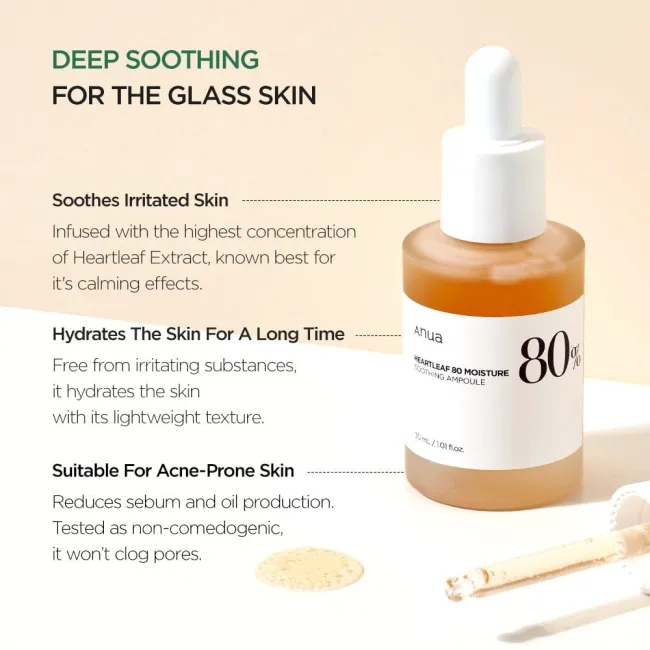 Anua US Ampoule/Serum 30ml Heartleaf 80% Moisture Soothing Ampoule
