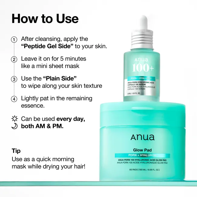 Anua US Toner 60 ea PDRN 100 Hyaluronic Acid Glow Pad