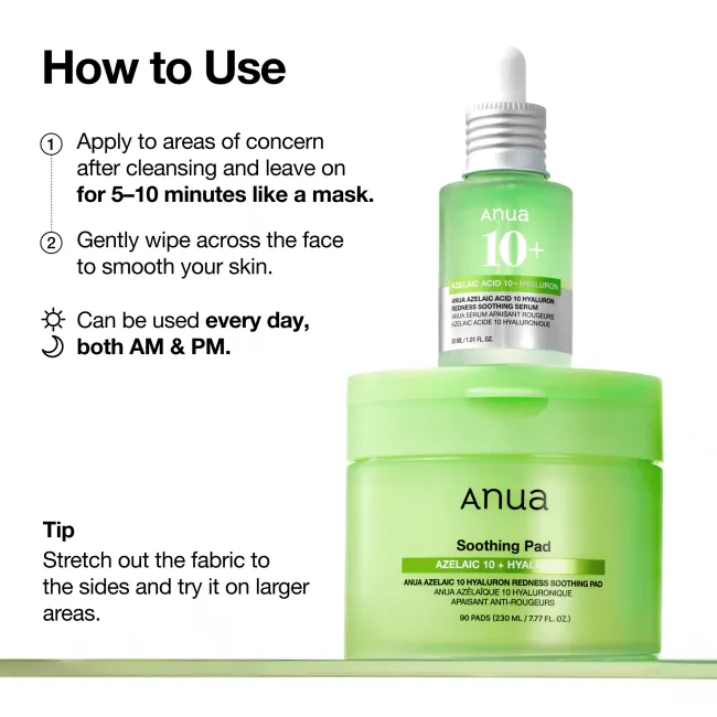Anua US Toner 90 ea Azelaic 10 Hyaluron Redness Soothing Pad