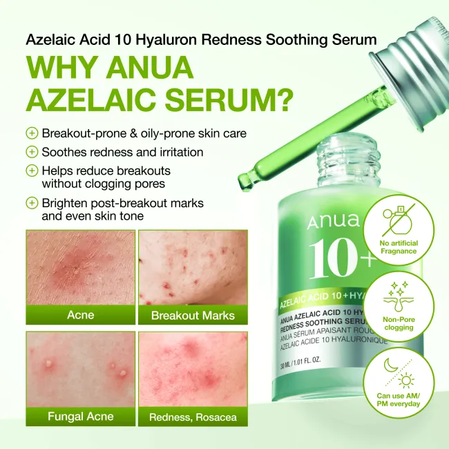 Anua US Ampoule/Serum Azelaic Acid 10 Hyaluron Redness Soothing Serum