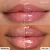 before & after Lip Glowy Balm Berry (Pink tint) on model