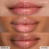 before & after Lip Glowy Balm Peach Iced Tea on model