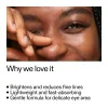Close-up of a person's eye with text highlighting Retinol Eye Cream benefits
