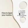 Skincare product with text on how to layer Niacinamide Serum in a routine on a neutral background