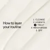 Text on a beige background explaining how to layer Brighten-i Eye Cream in a skincare routine.